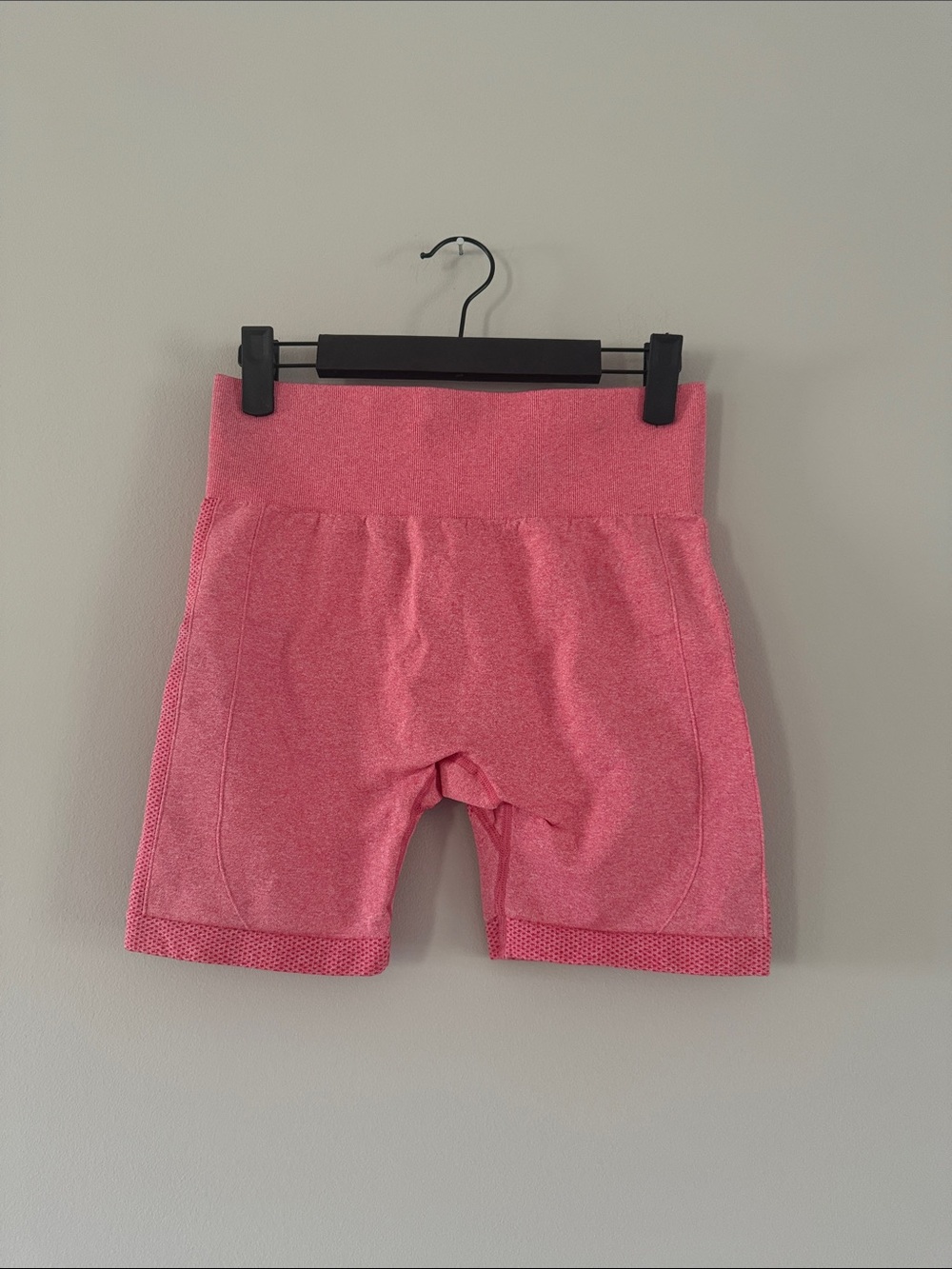 Ribbed Pink Seamless Active Biker Shorts